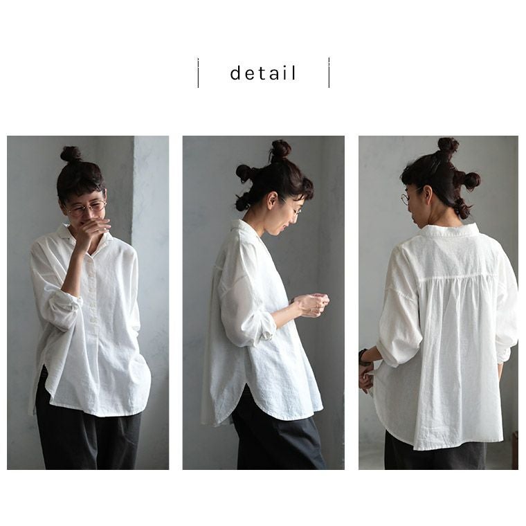 オープンカラークロップドシャツ　T.GRAY ブラウス シャツ ベーシックカラークロップドシャツ レディース