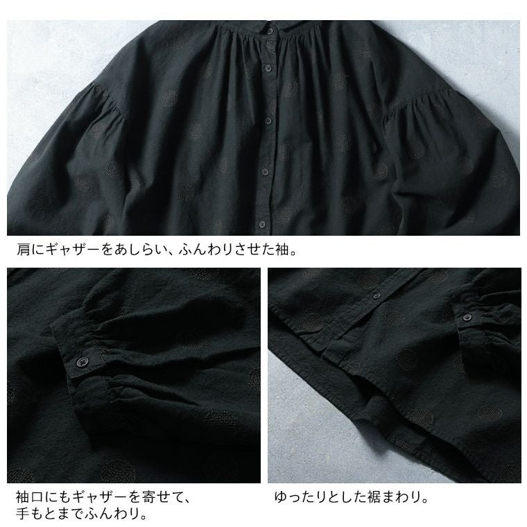 ほんのりドットな、長袖ふんわりブラウス | soulberry