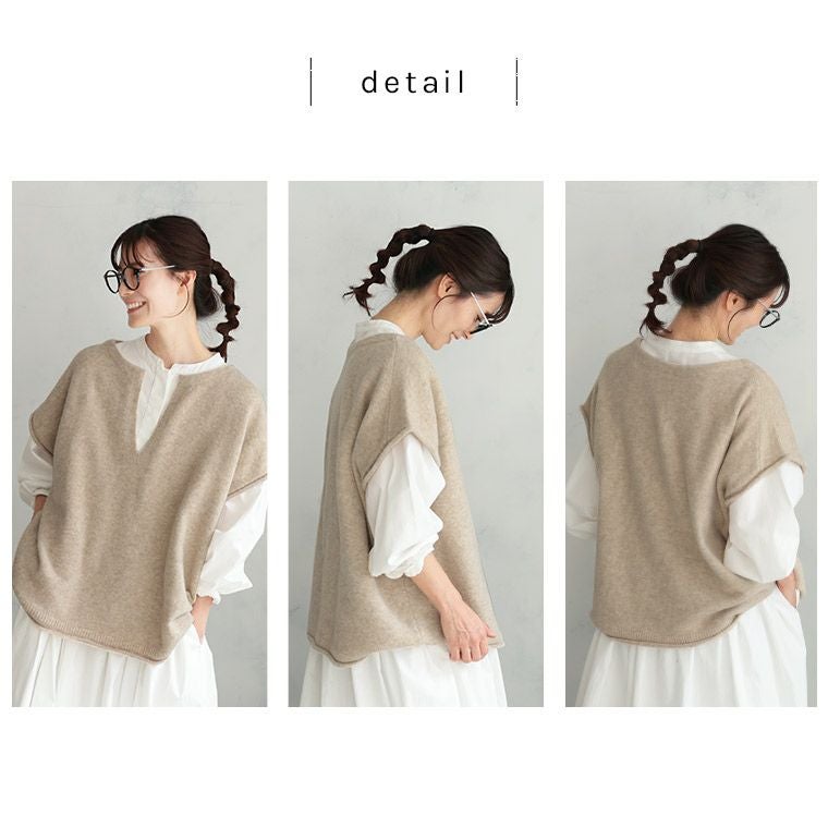 はちみつ堂キーネックのニットベスト | soulberry
