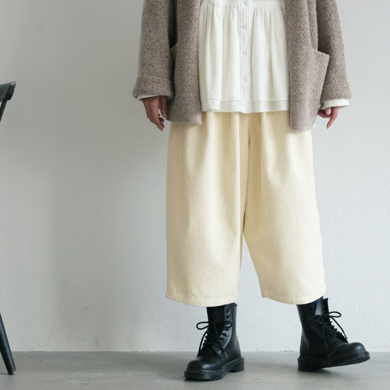 おとなの白いコーデュロイ」こじゃれ8分丈ワイドパンツ | soulberry