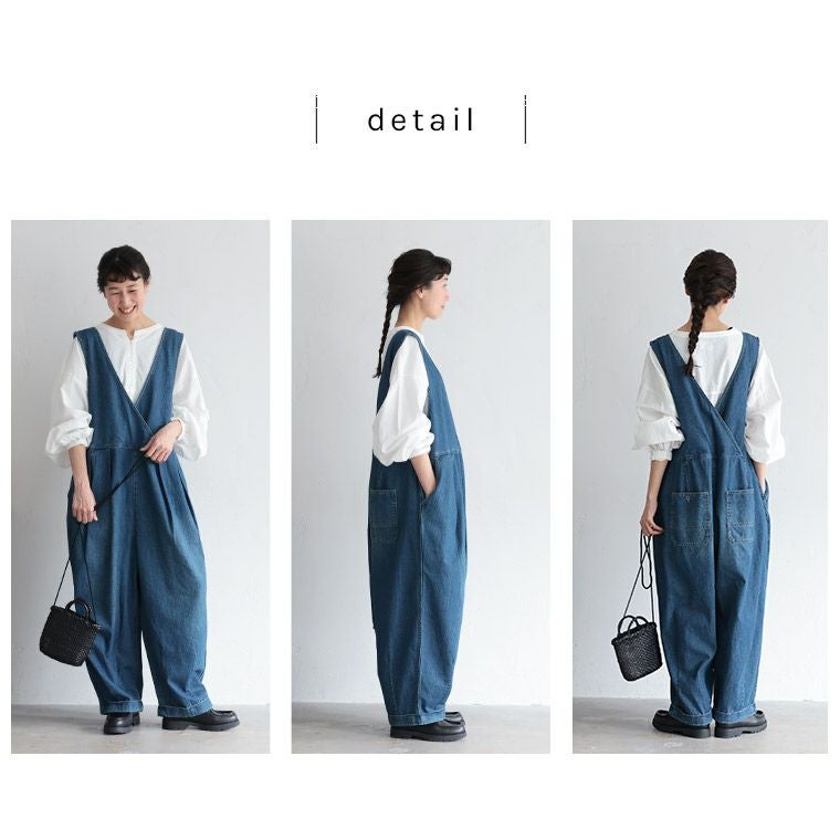 soulberry デニムサロペット Vネック ワイドシルエット Ｌ soulberry デニムサロペット Vネック ワイドシルエット L 【公式通販】
