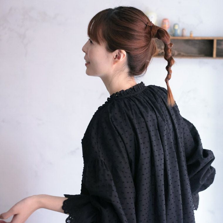 ふくろうと月スカラップ刺繍のワンピース | soulberry