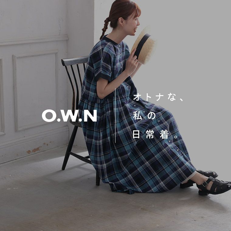 O.W.N袖あり！なノースリの青いチェックワンピース | soulberry