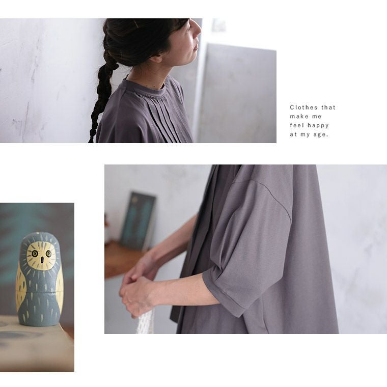 ふくろうと月はいいろフクロウのブラウスみたいなTシャツ | soulberry