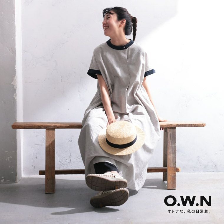 O.W.N袖あり！なノースリのちょこっと配色のワンピース | soulberry