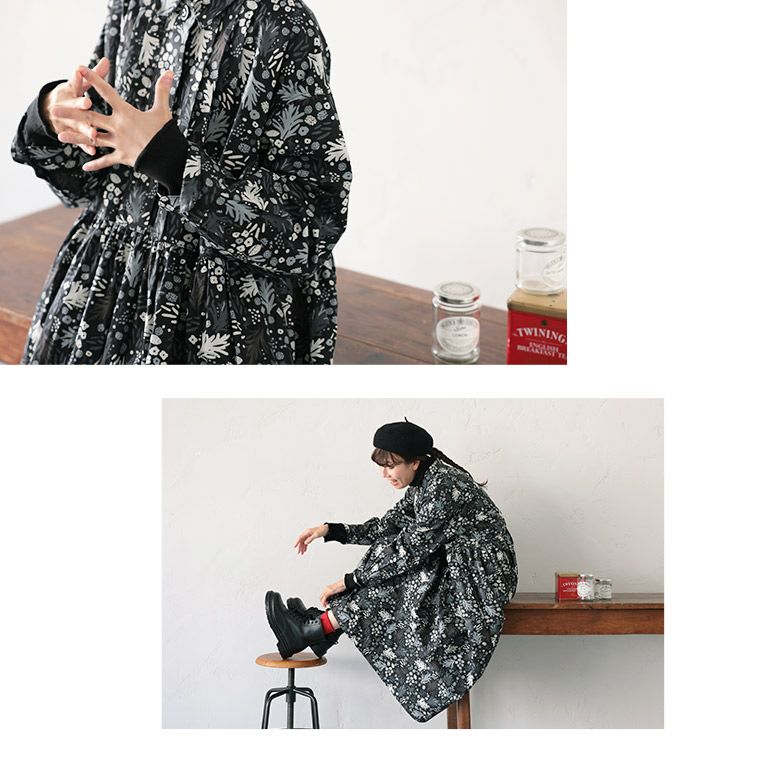 silent and 花柄フーディー forksy.（フォルクシー） ダウンコート ダウンジャケット 「forksy