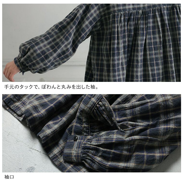✨️soulberry✨️チェックの甘ブラウス 　ネイビー O.W.Nチェックなフリルブラウス | soulberry