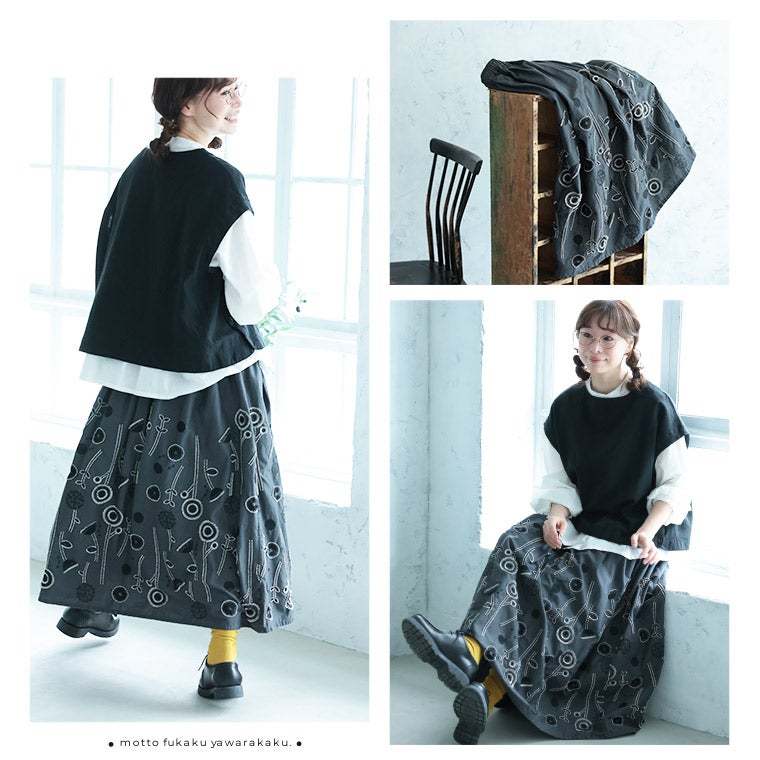6Bee草花ワルツの刺繍スカート | soulberry