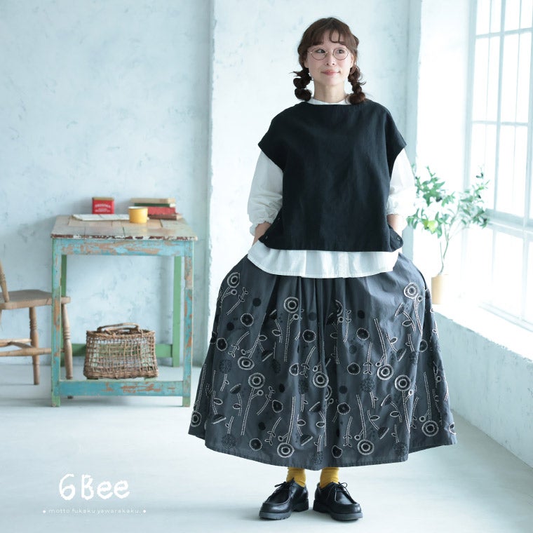 6Bee草花ワルツの刺繍スカート | soulberry