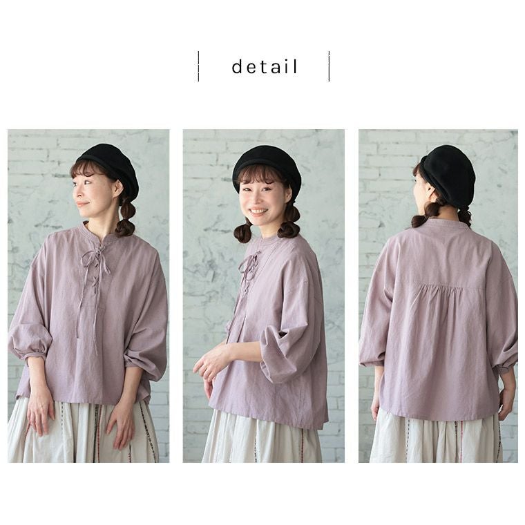 はちみつ堂たなびくラベンダーの編み上げブラウス | soulberry