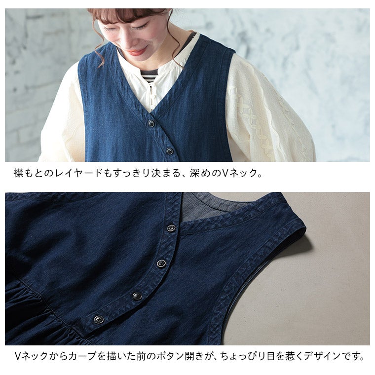 はちみつ堂まあるいカーブのデニムワンピース | soulberry