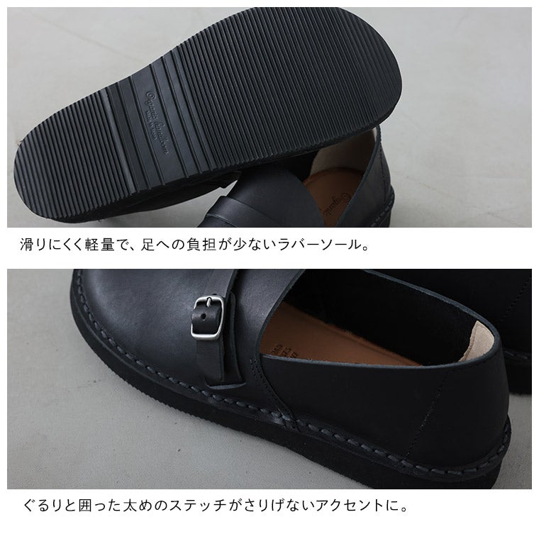 超フリルベルトシューズ/Black soulberryせれくしょんOrganichandloomのベルトシューズ(BENGAL