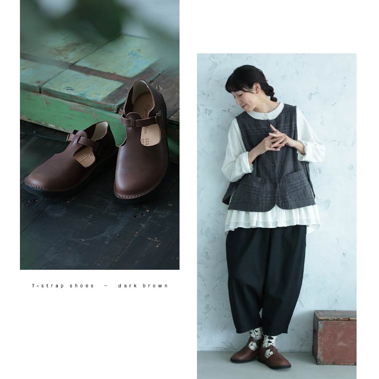 soulberryせれくしょんOrganichandloomのTストラップシューズ(GUNA