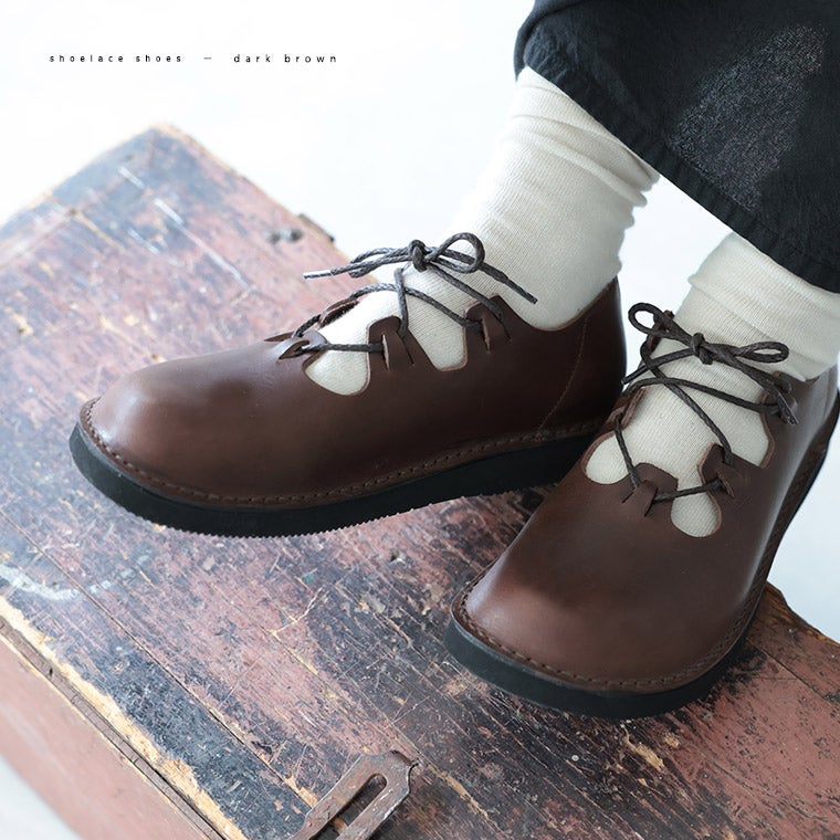 新品未使用★soulberry レザーシューズ　焦茶　LL 約24.5cm soulberryせれくしょんOrganichandloomのシューレースシューズ