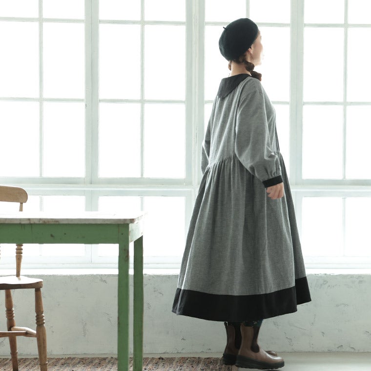 8月上旬より順次出荷】6Beeダブルボタンのふちどりワンピース | soulberry