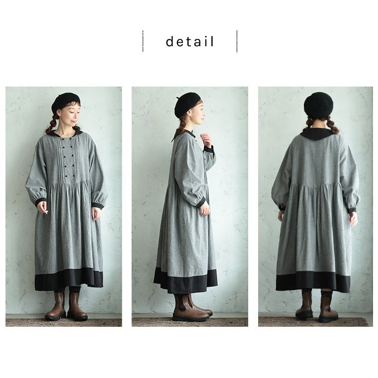 8月上旬より順次出荷】6Beeダブルボタンのふちどりワンピース | soulberry