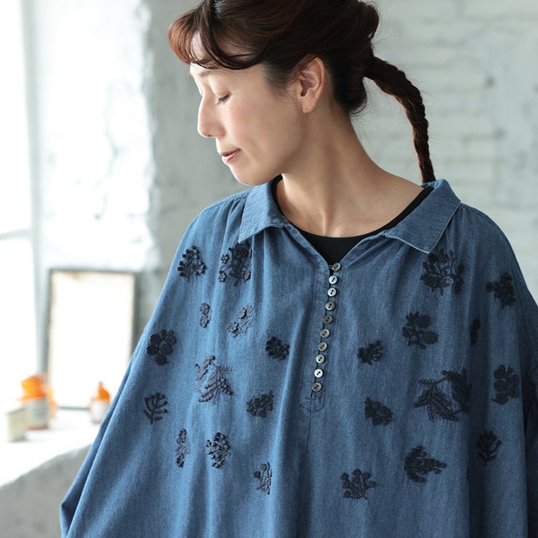 はちみつ堂デニムの刺繍ワンピース | soulberry