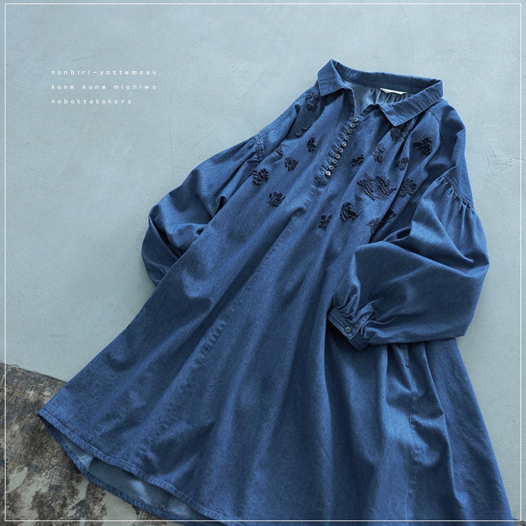 はちみつ堂デニムの刺繍ワンピース | soulberry